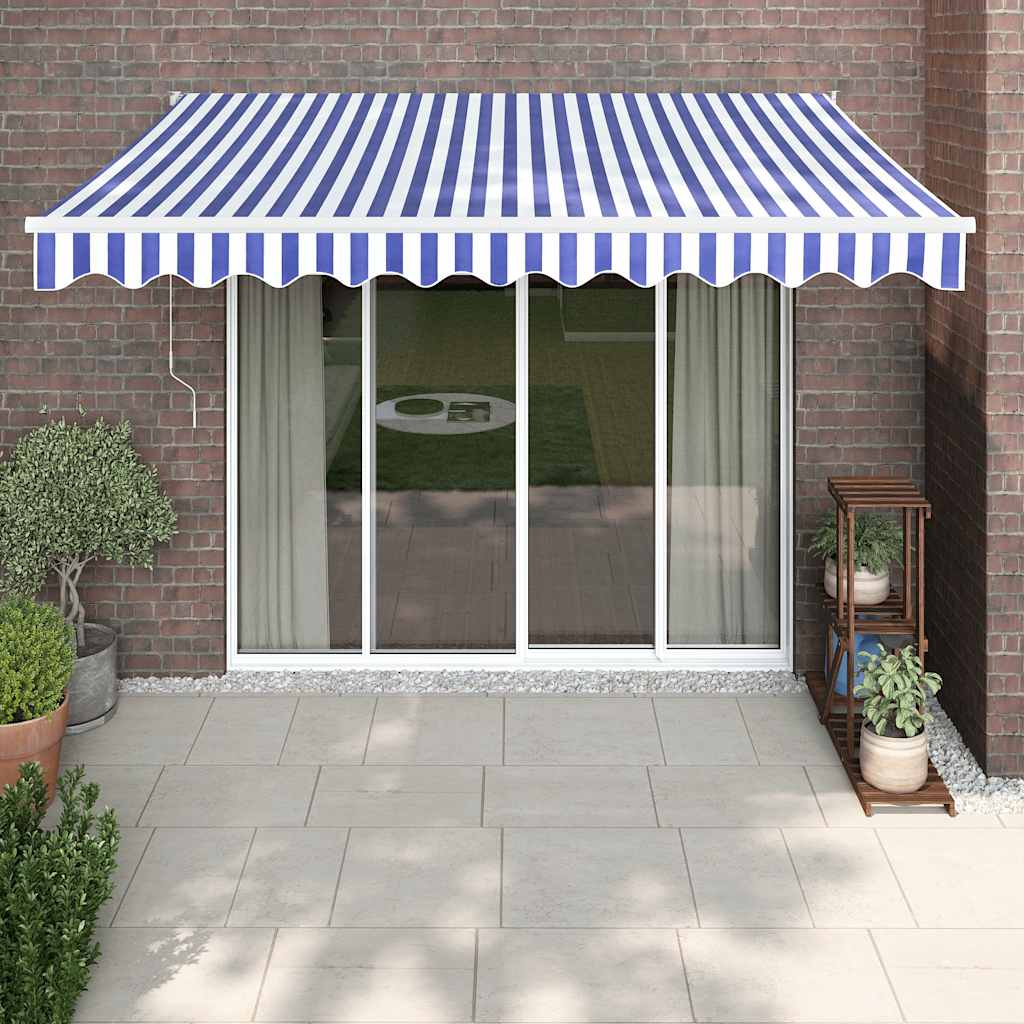 Automatinė ištraukiama markizė, mėlyna ir balta, 3x2,5m