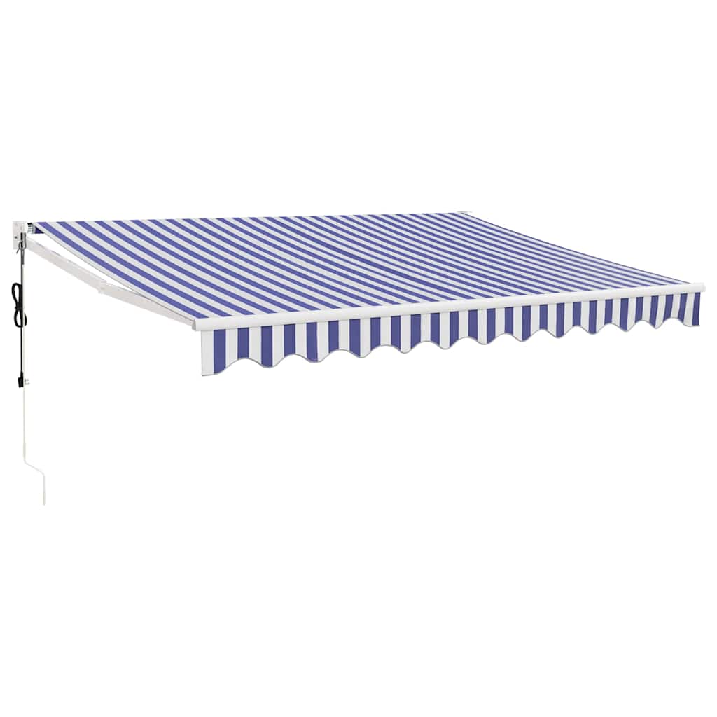 Automatic retractable awning, blue and white, 3.5x2.5m