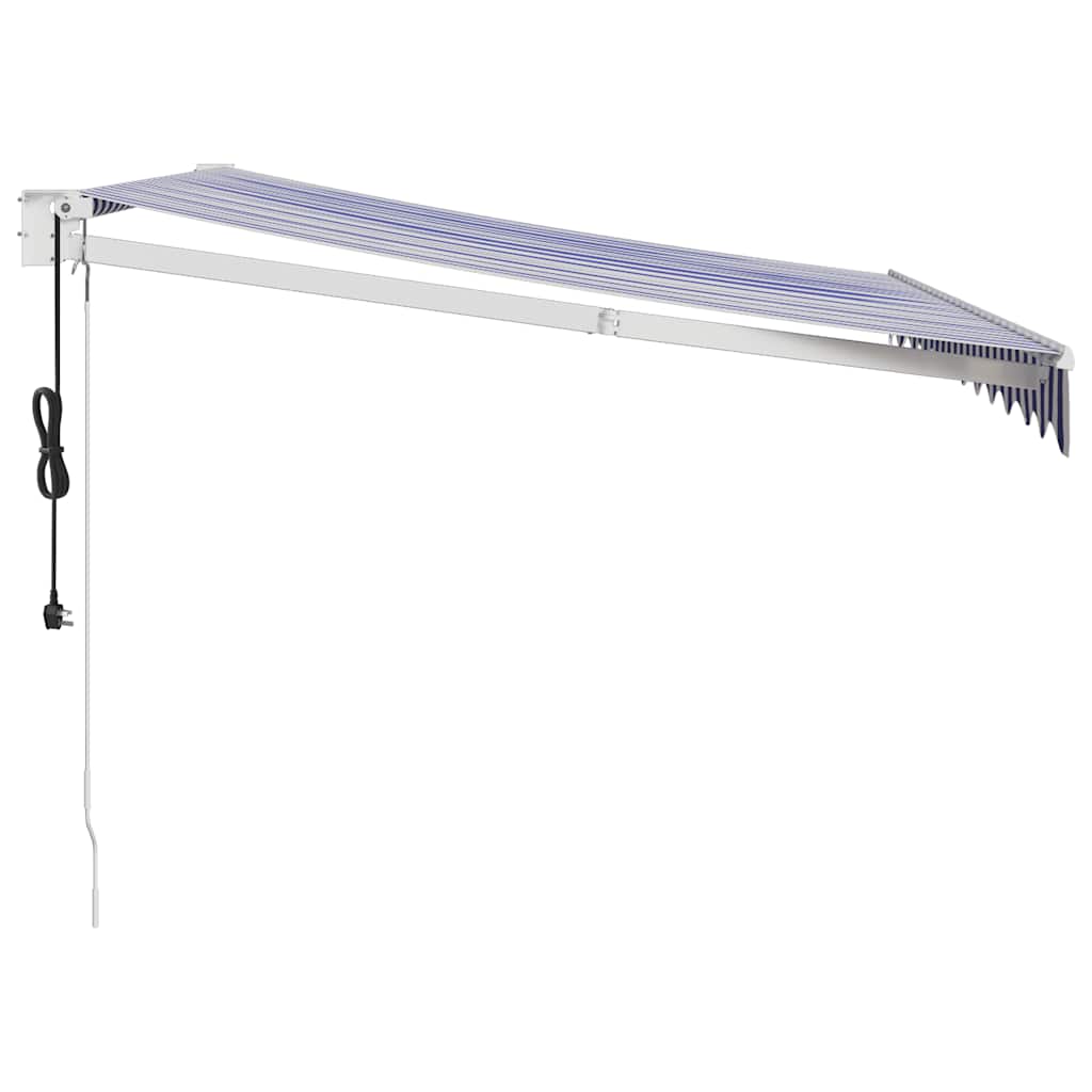 Automatic retractable awning, blue and white, 3.5x2.5m