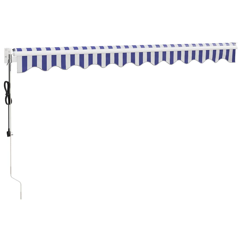 Automatic retractable awning, blue and white, 3.5x2.5m