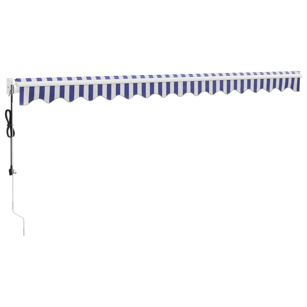 Automatic retractable awning, blue and white, 4x3m
