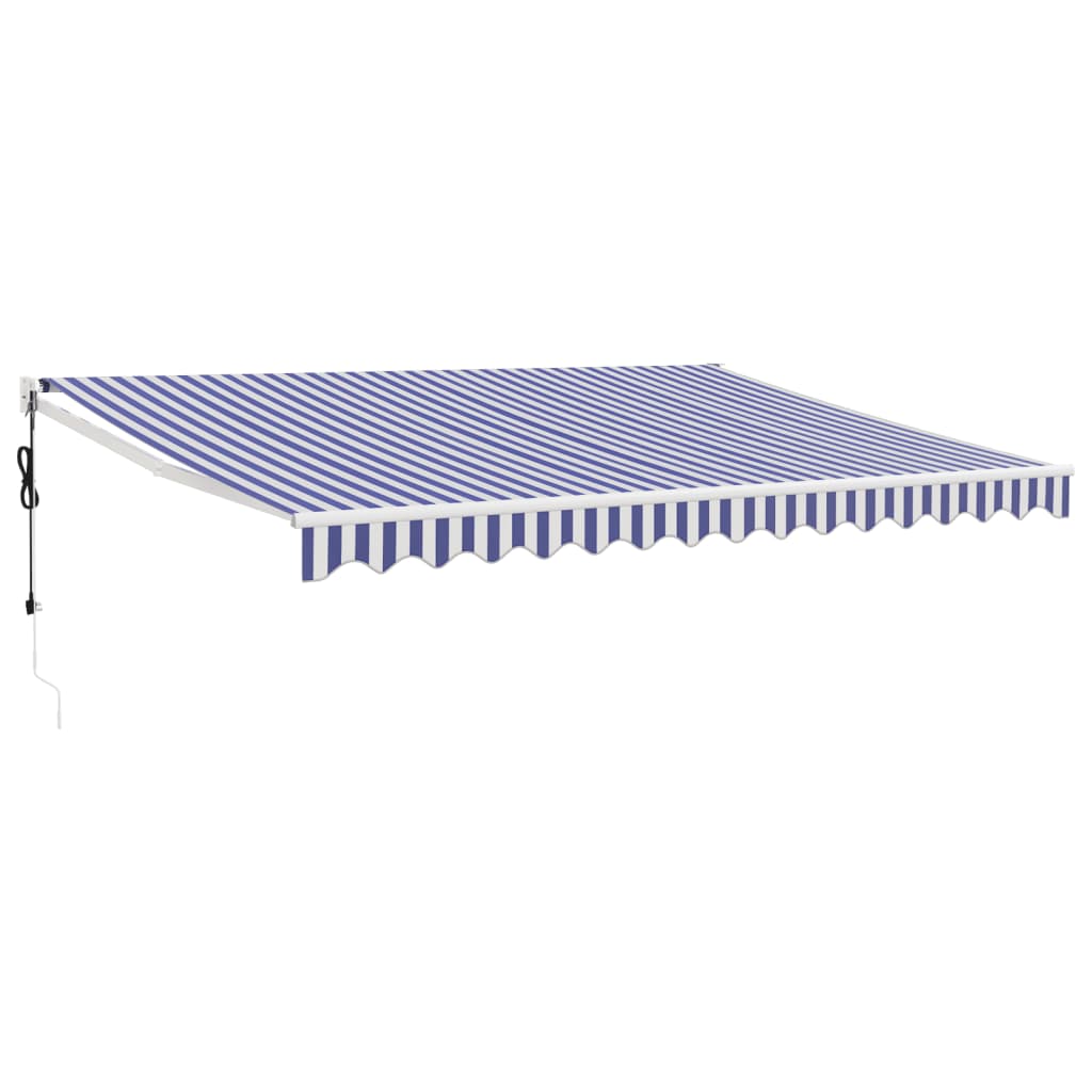 Retractable automatic awning, blue and white, 4.5x3m