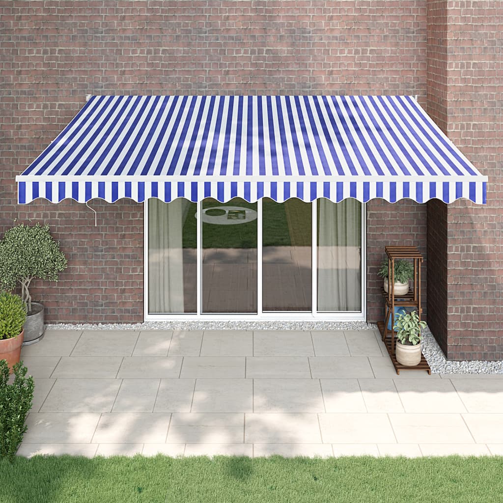 Automatinė ištraukiama markizė, mėlyna ir balta, 4,5x3m