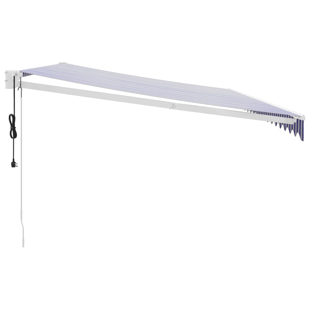 Automatinė ištraukiama markizė, mėlyna ir balta, 5x3m
