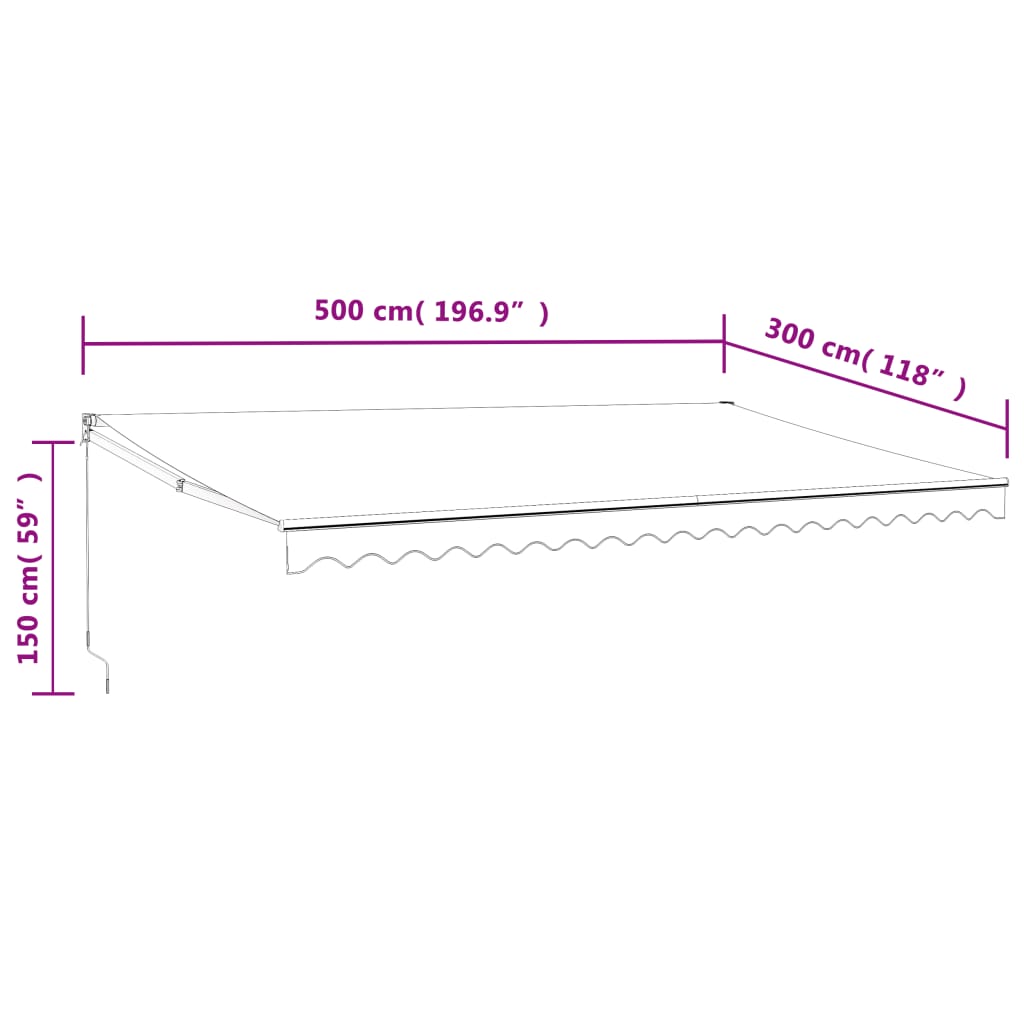 Automatinė ištraukiama markizė, mėlyna ir balta, 5x3m
