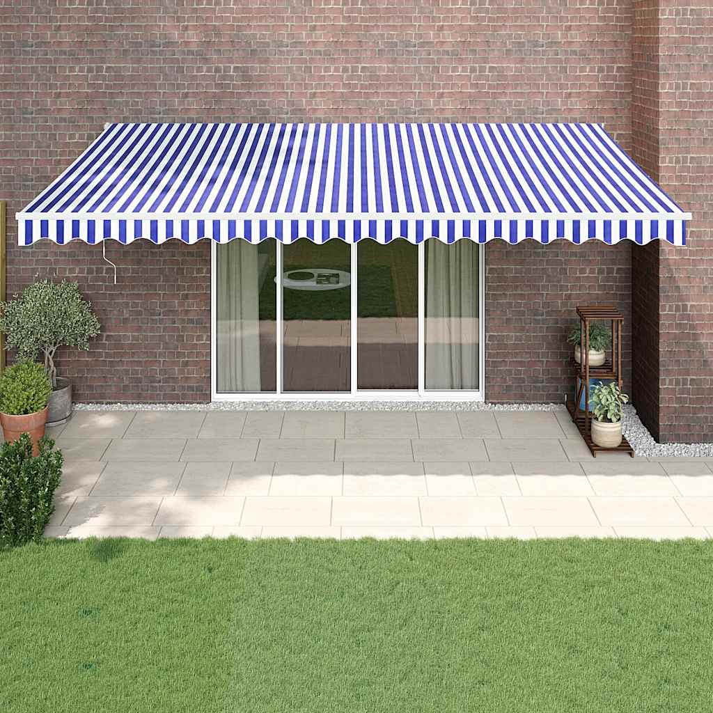 Automatinė ištraukiama markizė, mėlyna ir balta, 5x3m