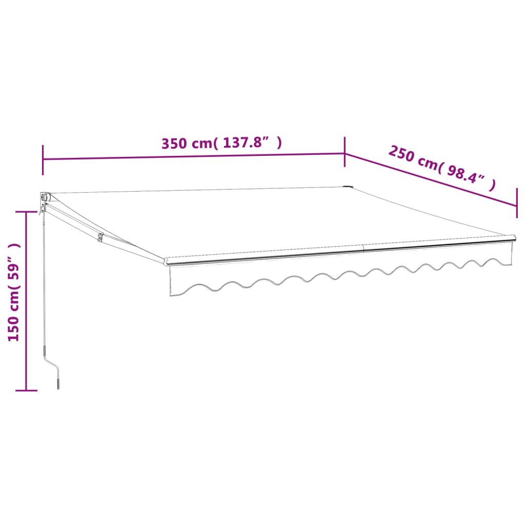 Automatinė ištraukiama markizė, kreminės spalvos, 3,5x2,5m