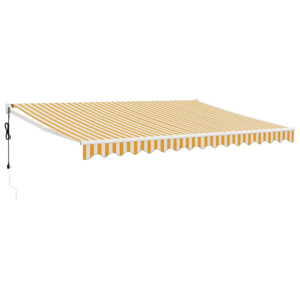 Automatic retractable awning, yellow and white, 4.5x3m