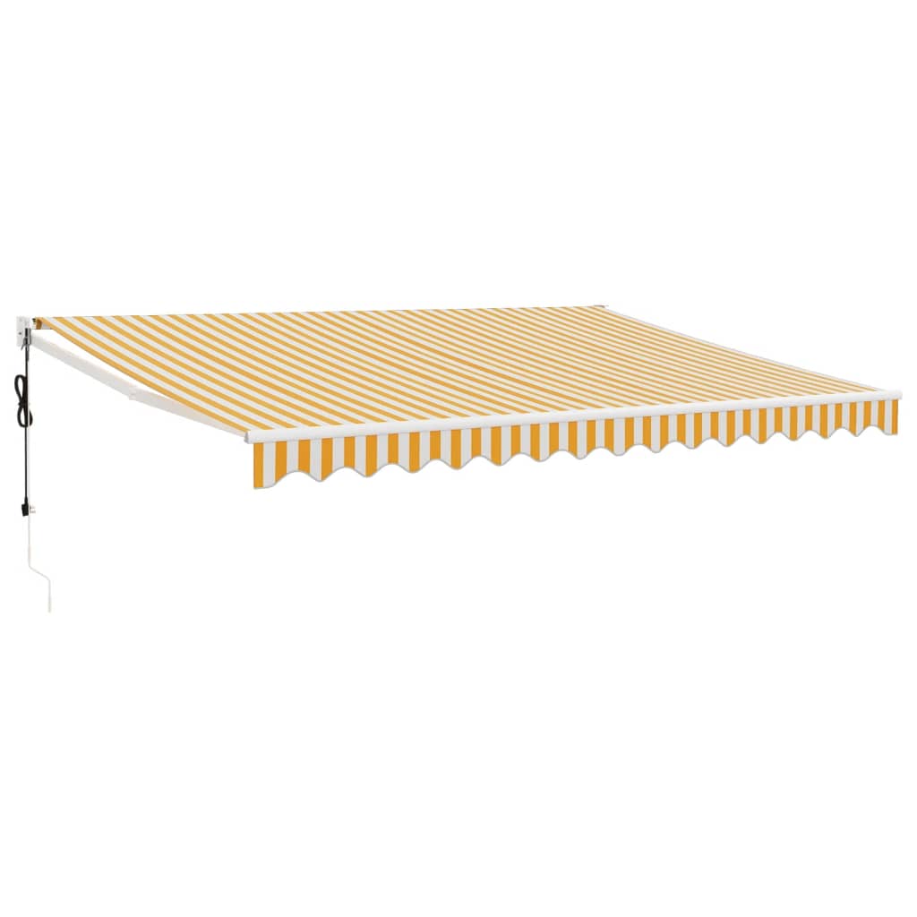 Automātiska izvelkama markīze, dzeltenbalta, 4,5x3m