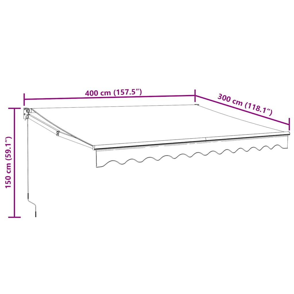 Automātiskā izvelkamā markīze, antracītpelēka, 4x3m
