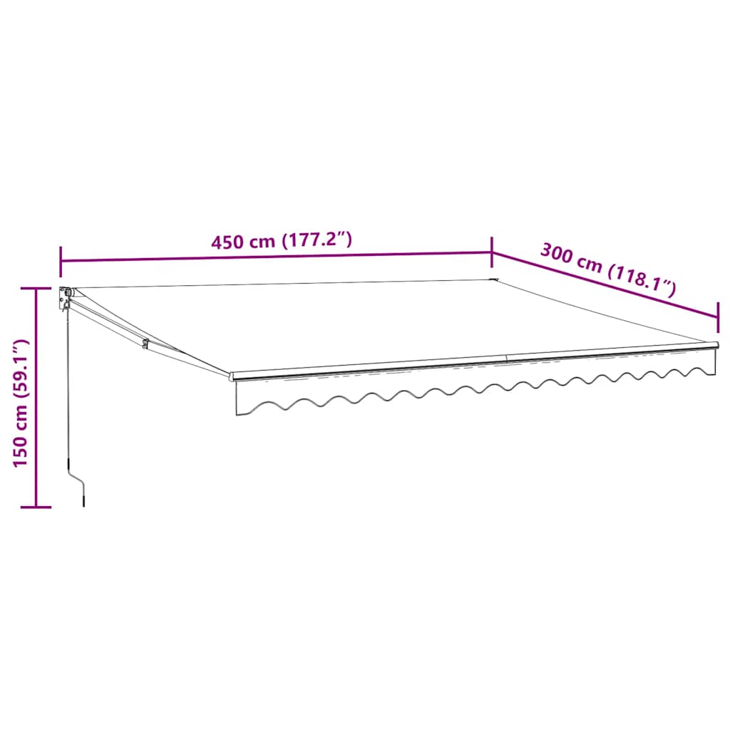Retractable awning, anthracite, 4.5x3m