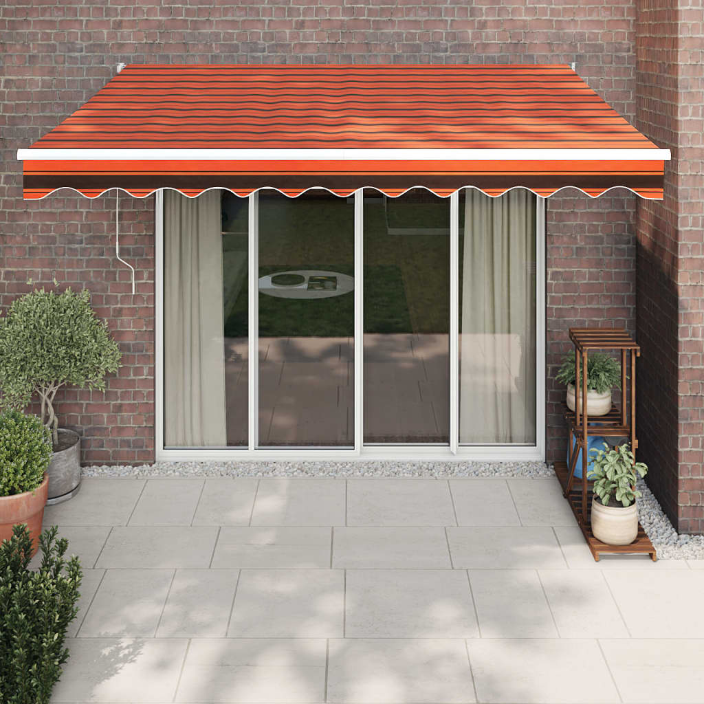Automatic retractable awning, orange and brown, 3x2.5m