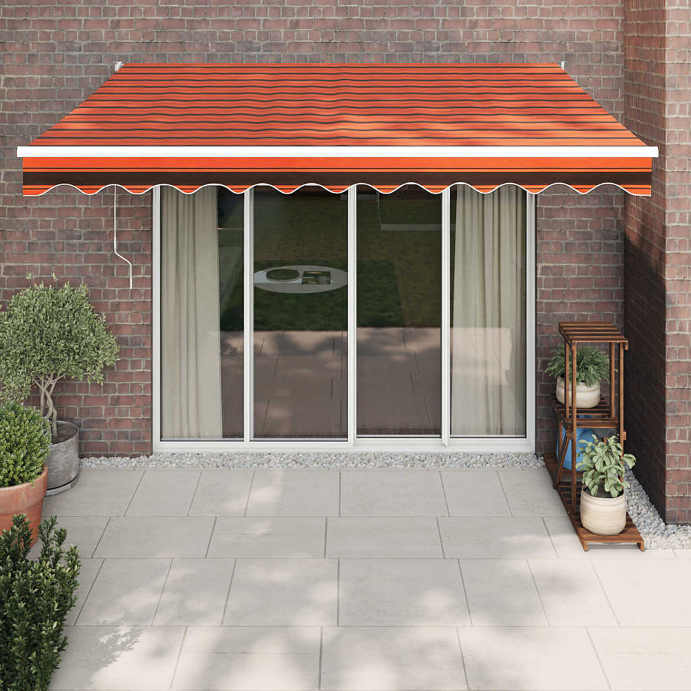 Retractable automatic awning, orange and brown, 3.5x2.5m