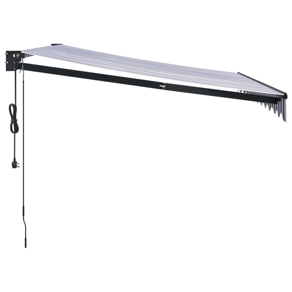 Automatinė ištraukiama markizė, mėlyna/balta, 3x2,5m