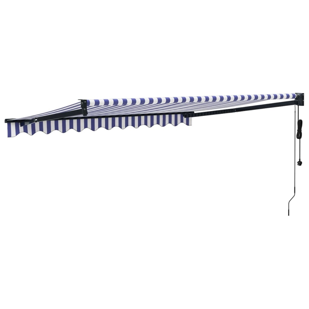 Automatinė ištraukiama markizė, mėlyna/balta, 3x2,5m
