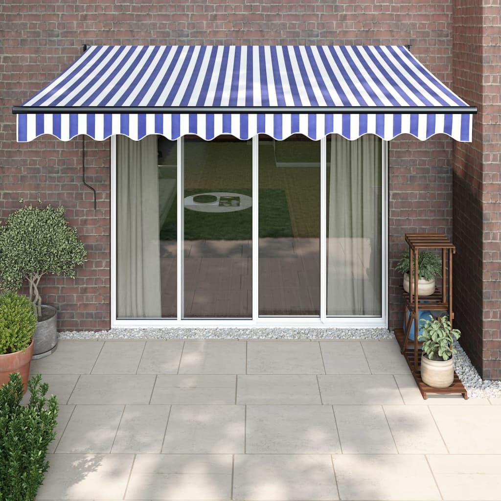 Automatinė ištraukiama markizė, mėlyna/balta, 3x2,5m