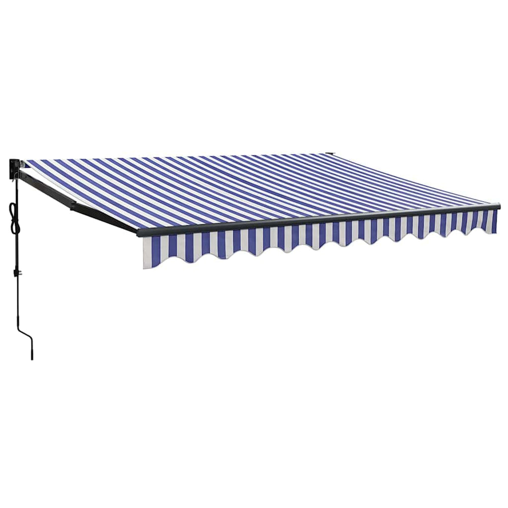 Automatic retractable awning, blue and white, 3.5x2.5m