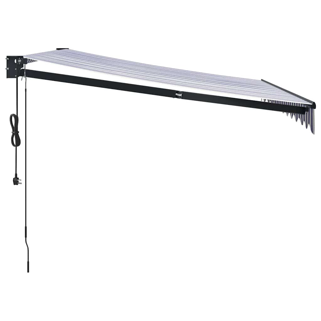 Automatinė ištraukiama markizė, mėlyna ir balta, 3,5x2,5m