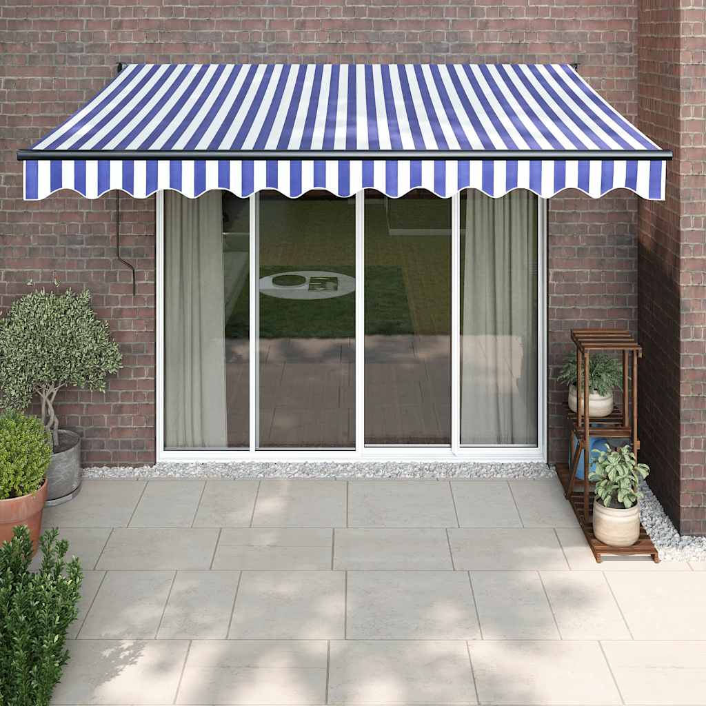 Automatinė ištraukiama markizė, mėlyna ir balta, 3,5x2,5m