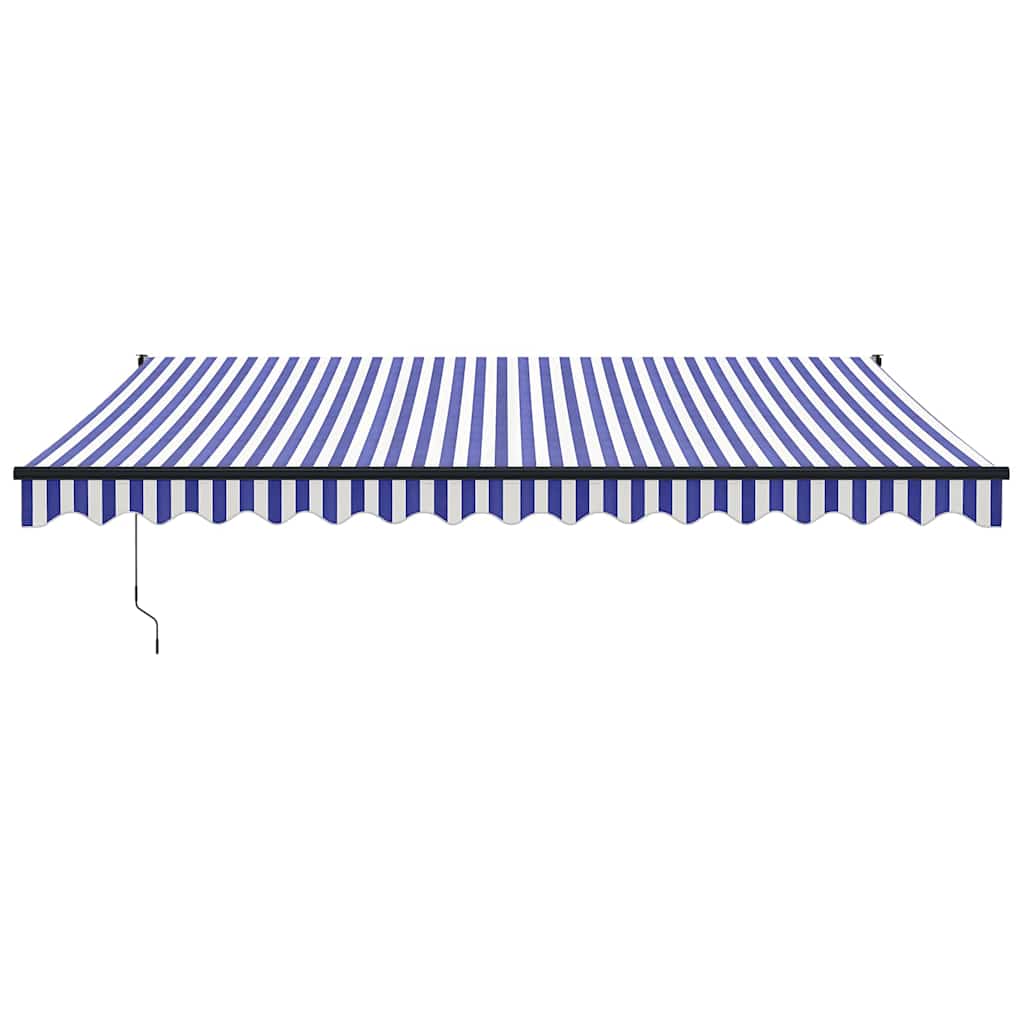 Automatic retractable awning, blue and white, 4x3m