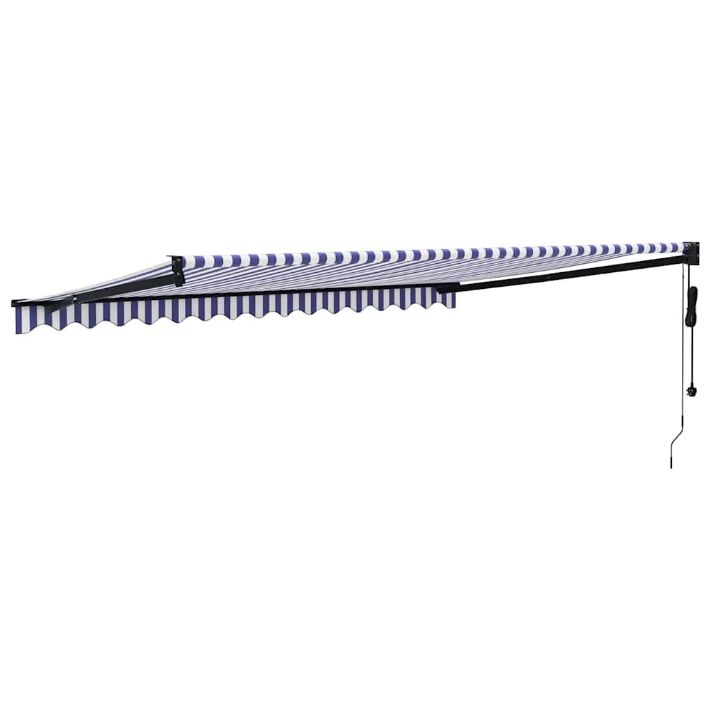 Automatic retractable awning, blue and white, 4x3m