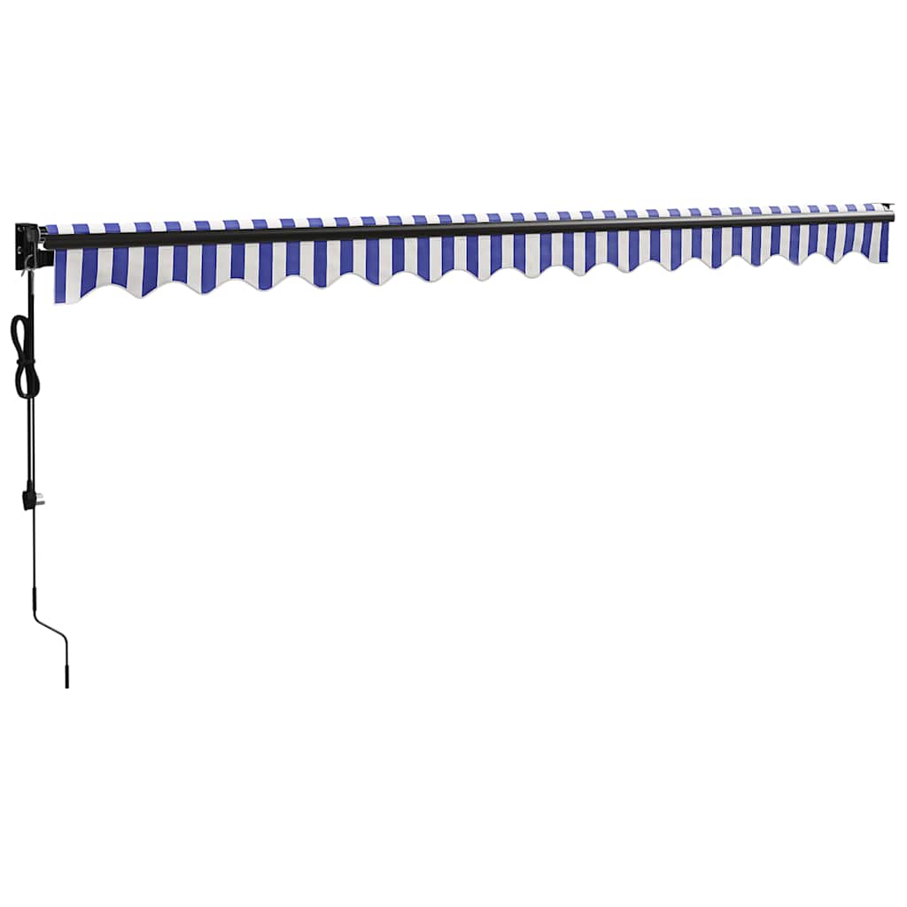 Automatic retractable awning, blue and white, 4x3m