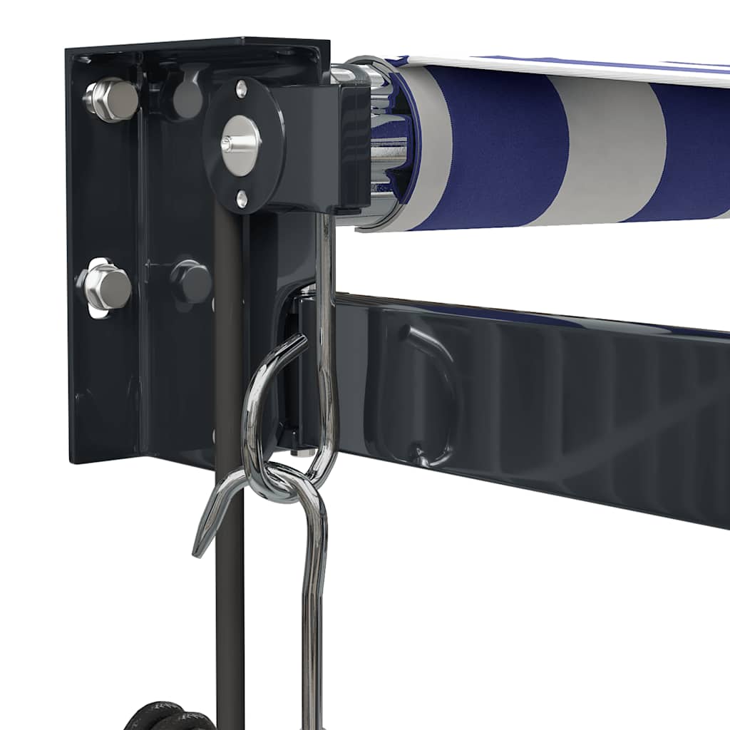 Automatic retractable awning, blue and white, 4x3m