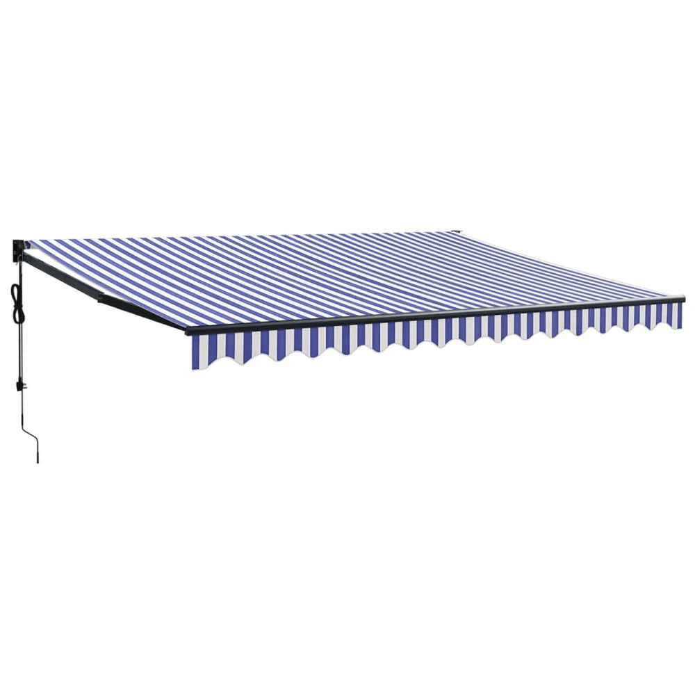 Retractable automatic awning, blue and white, 4.5x3m