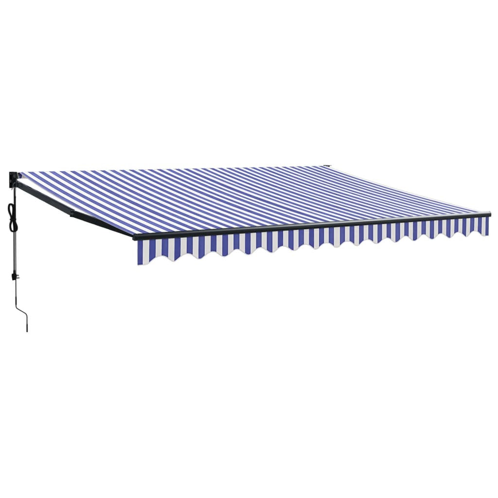 Automātiski izvelkama markīze, zila un balta, 4,5x3 m