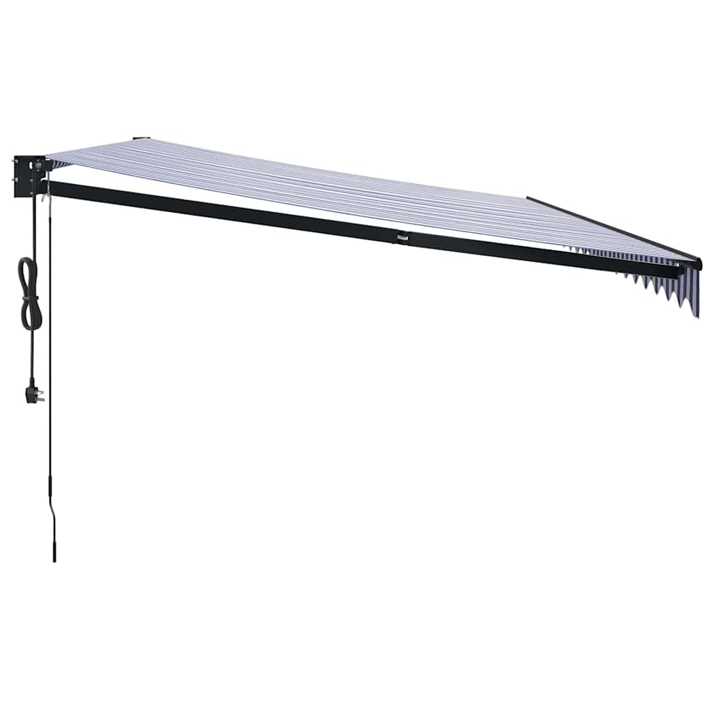 Automatinė ištraukiama markizė, mėlyna ir balta, 5x3m