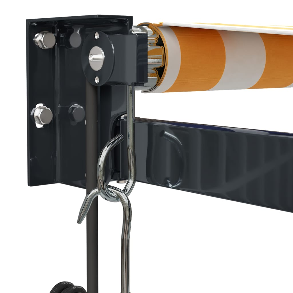 Automatic retractable awning, yellow and white, 3x2.5m