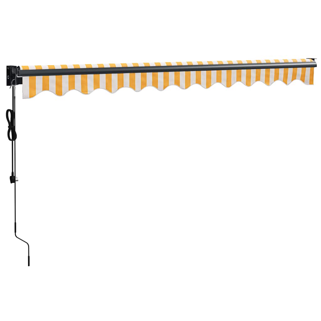Automatic retractable awning, yellow and white, 3.5x2.5m