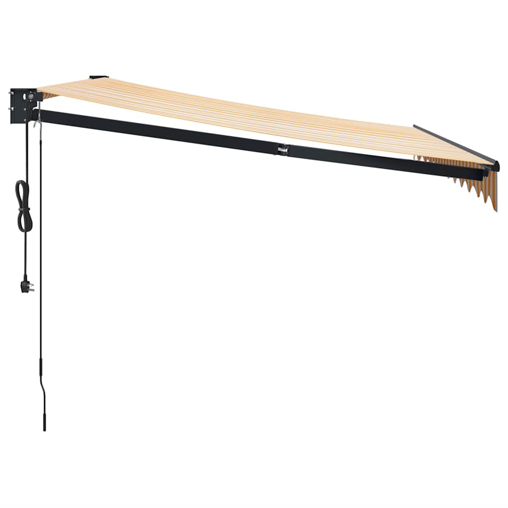 Automatic retractable awning, yellow and white, 3.5x2.5m