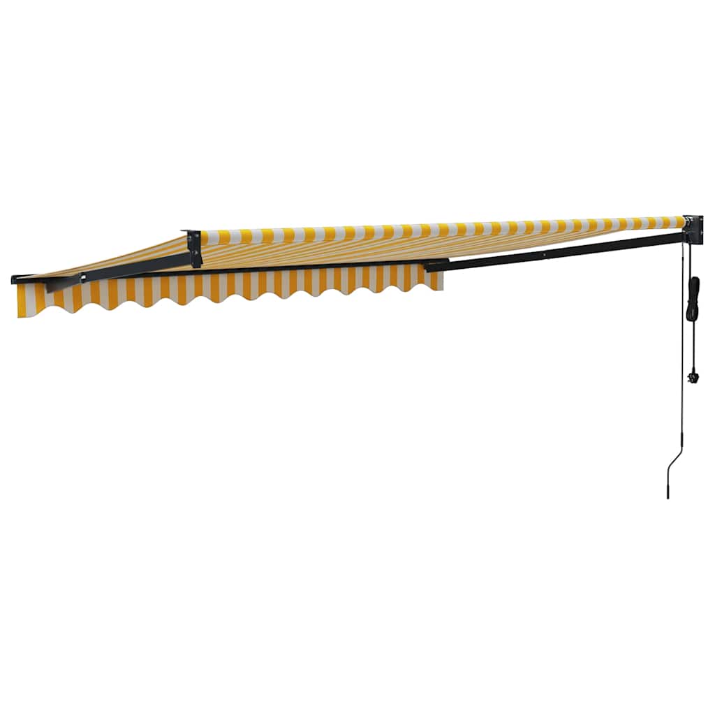 Automatic retractable awning, yellow and white, 3.5x2.5m