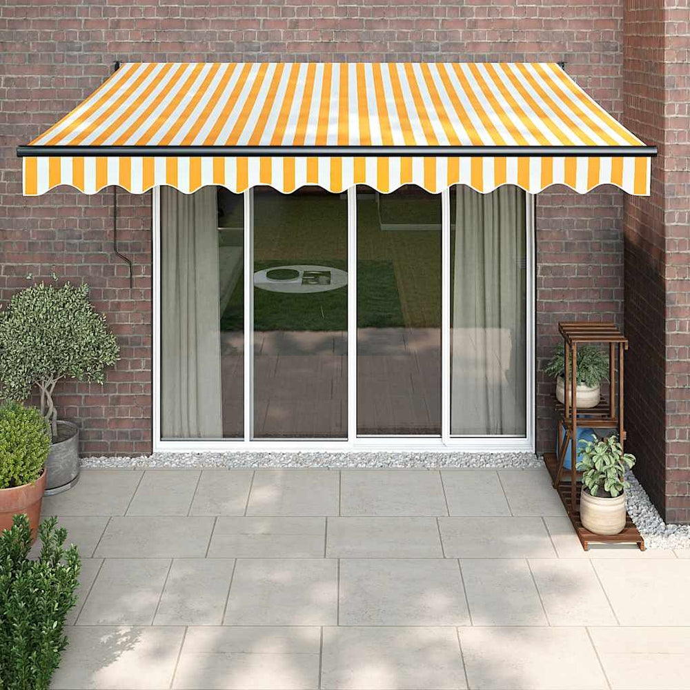 Automatic retractable awning, yellow and white, 3.5x2.5m