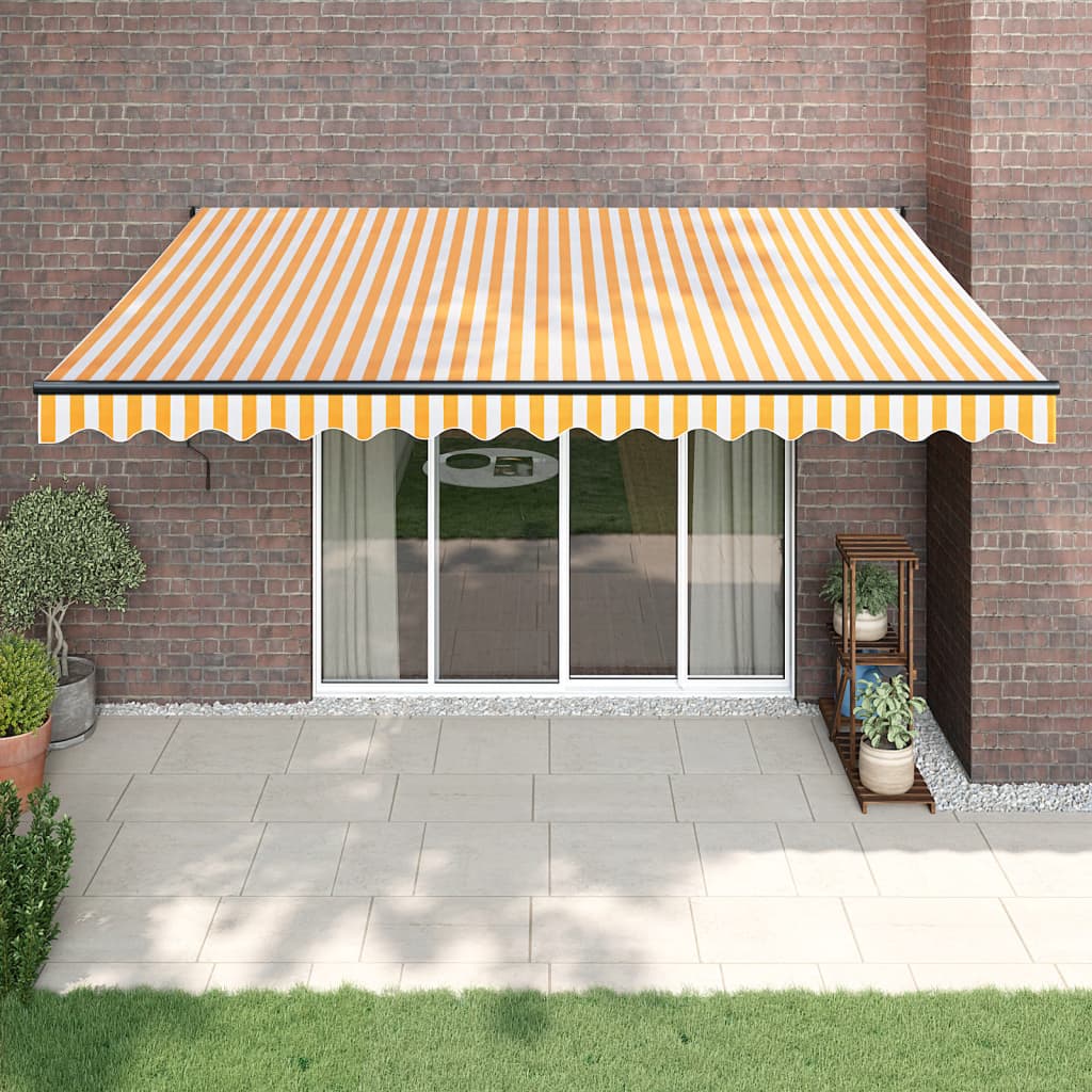 Automatinė ištraukiama markizė, geltona ir balta, 4,5x3m