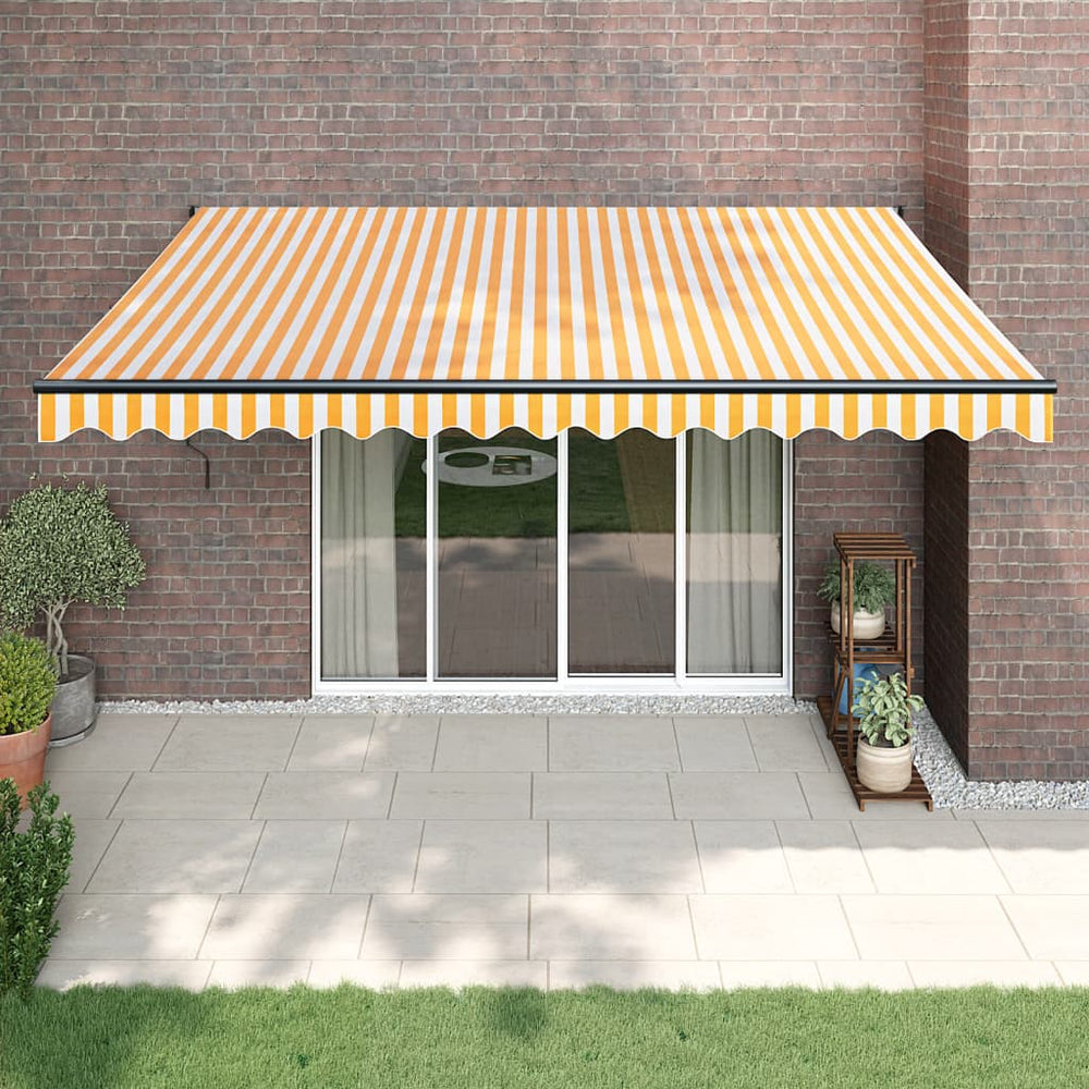 Automatinė ištraukiama markizė, geltona ir balta, 4,5x3m
