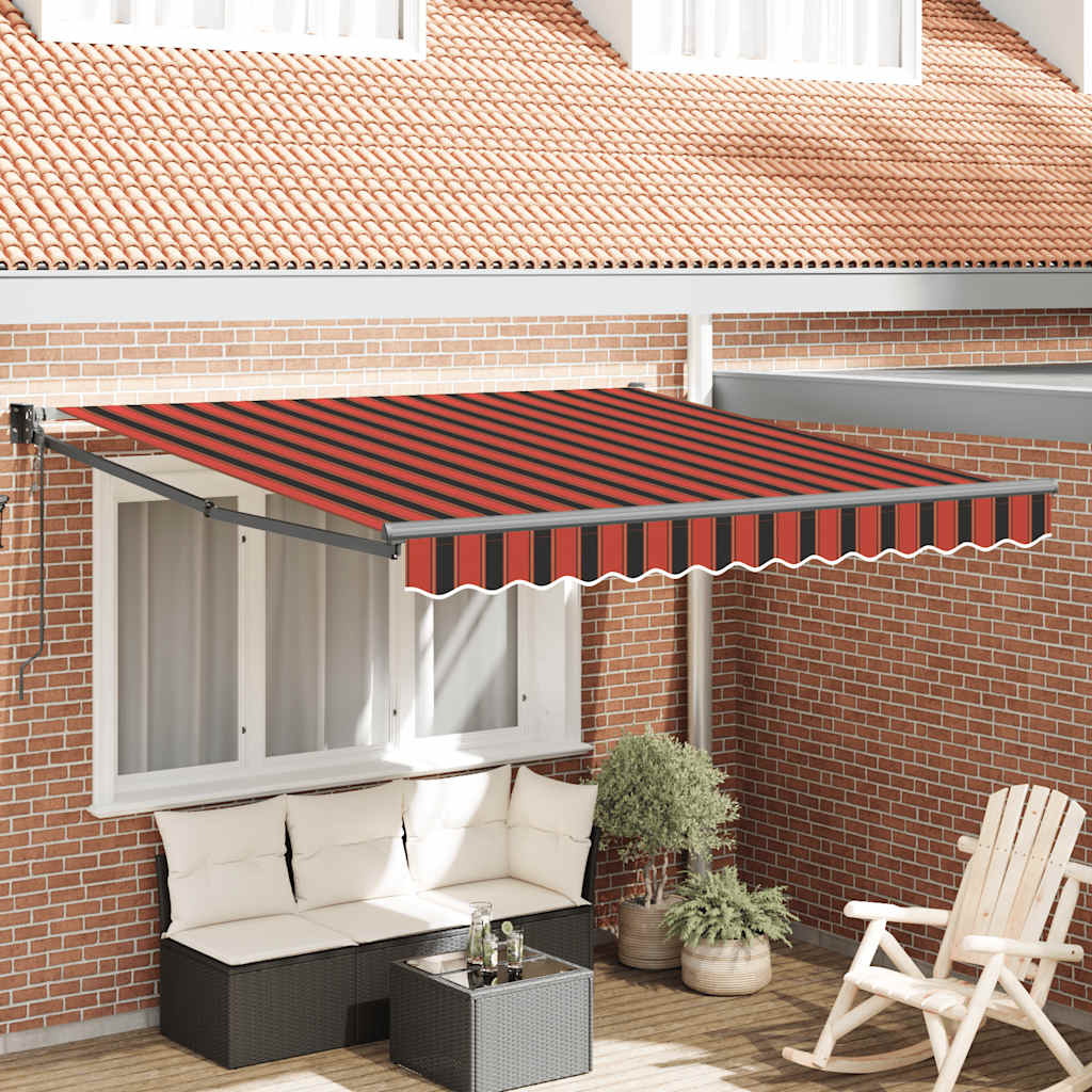 Automatic retractable awning, orange and brown, 3x2.5m