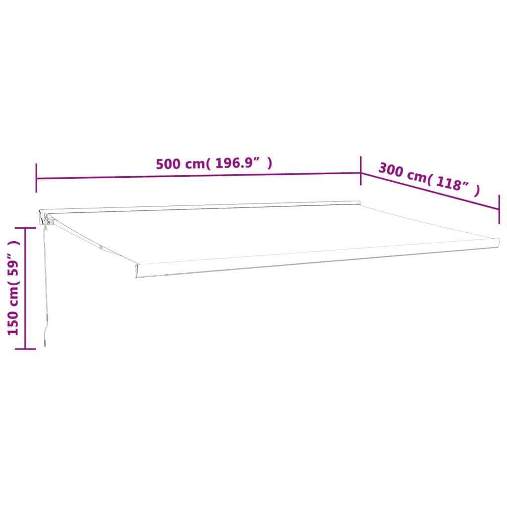 Retractable awning, cream, 5x3m, fabric and aluminum