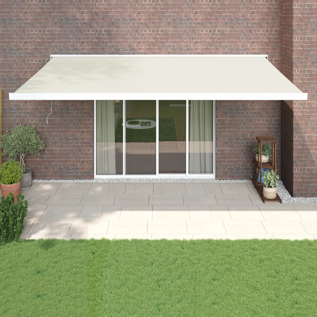 Retractable awning, cream, 5x3m, fabric and aluminum