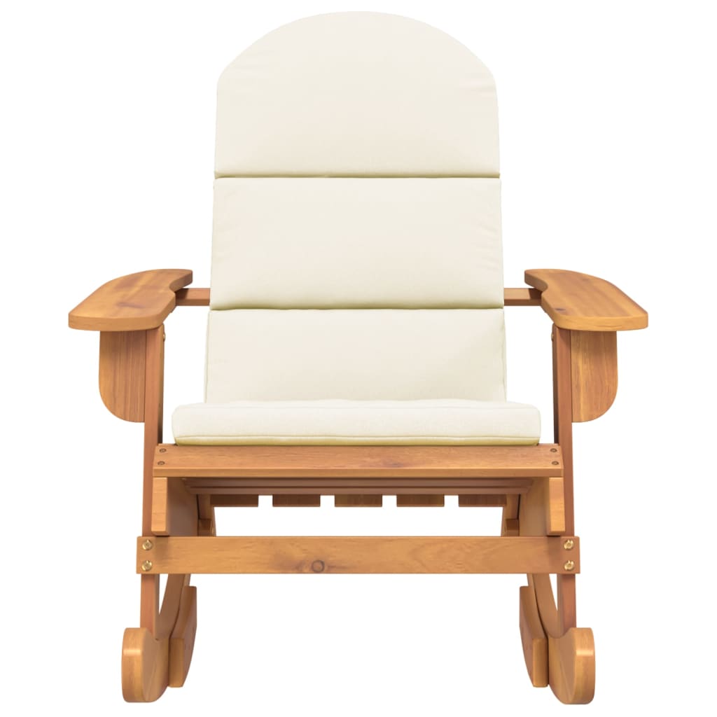 Adirondack rocking chair with cushions, solid acacia wood
