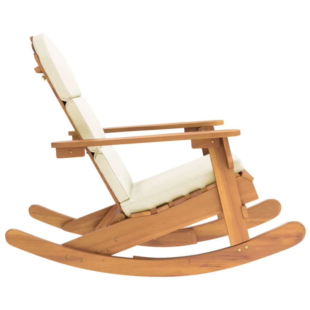 Adirondack rocking chair with cushions, solid acacia wood