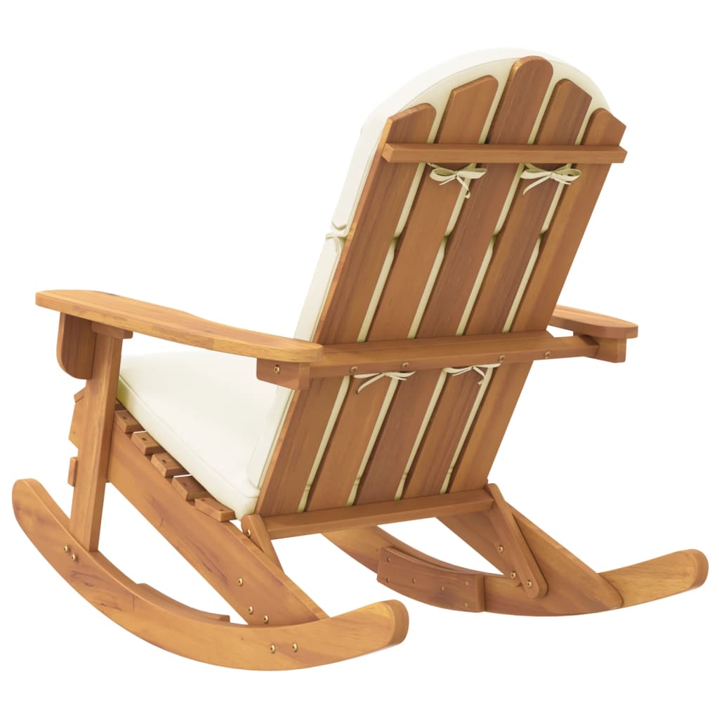 Adirondack rocking chair with cushions, solid acacia wood