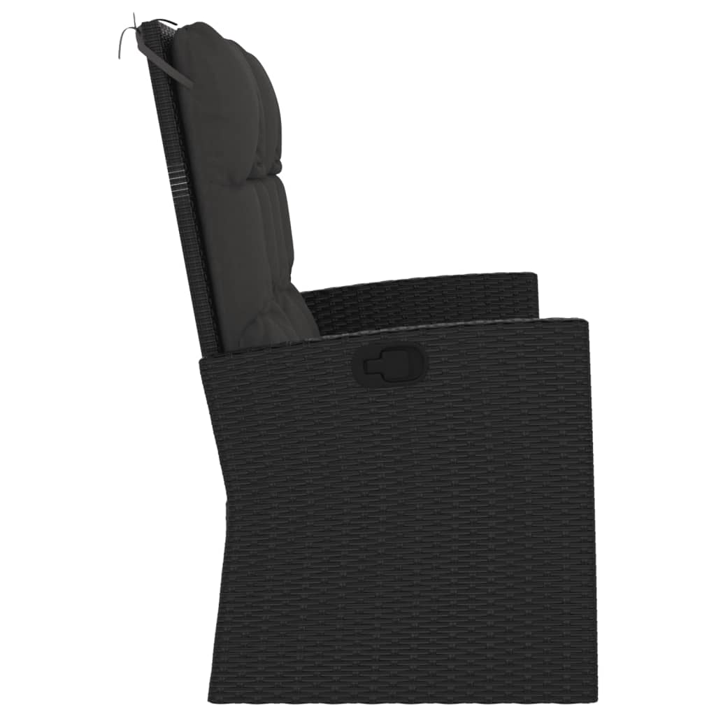 Sodo suoliukas su pagalvėlėmis, juodas, 118cm, poliratanas