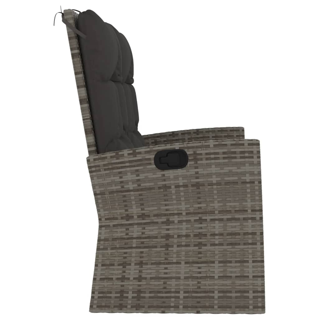 Dārza sols ar spilveniem, pelēks, 118cm, polirotangs