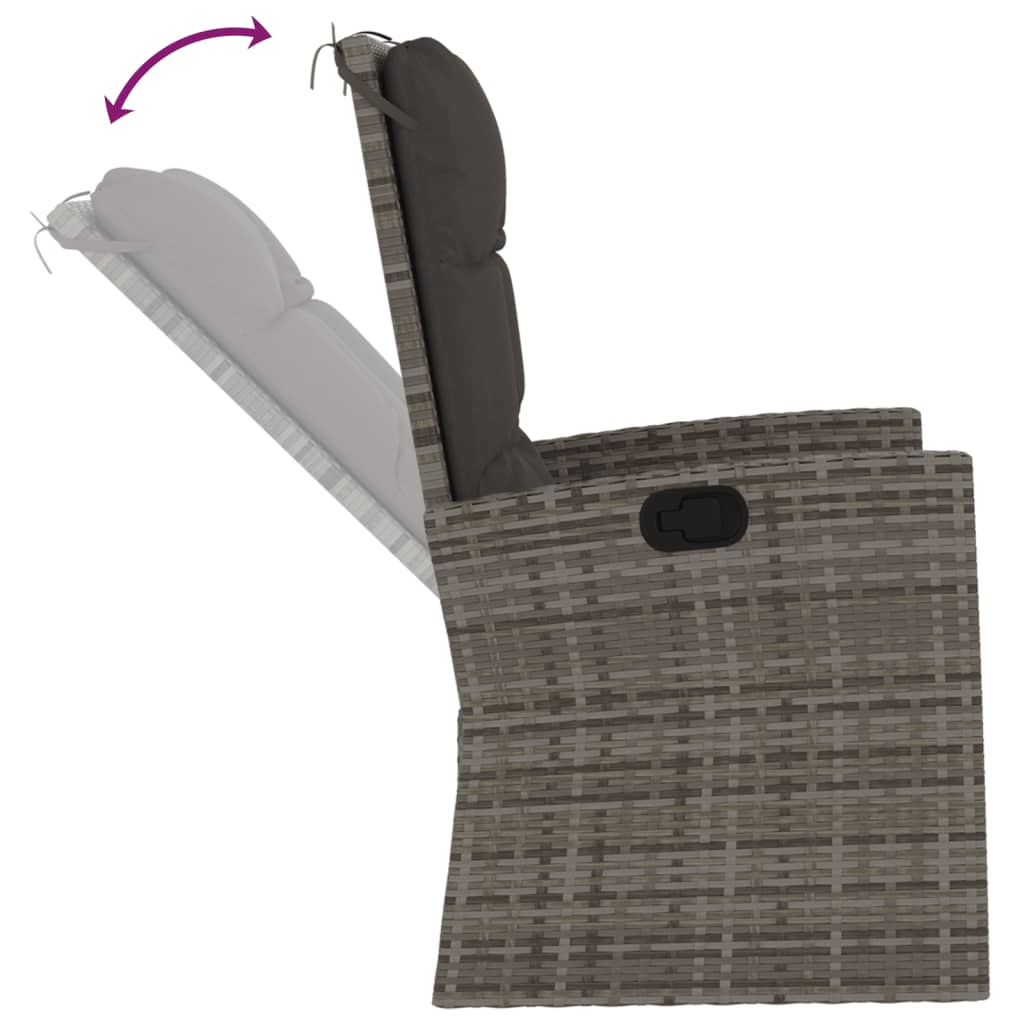 Dārza sols ar spilveniem, pelēks, 118cm, polirotangs