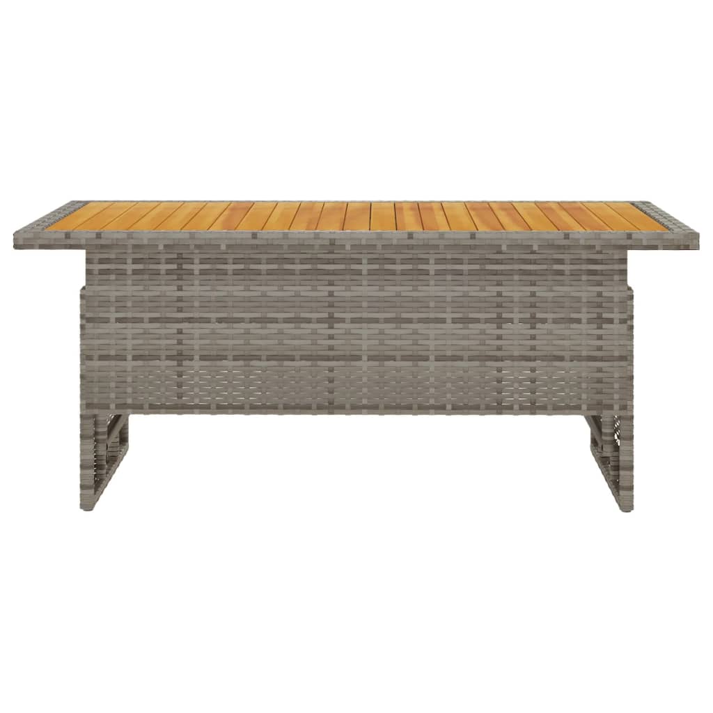 Sodo stalas, pilkas, 100x50x43/63cm, akacija ir poliratanas