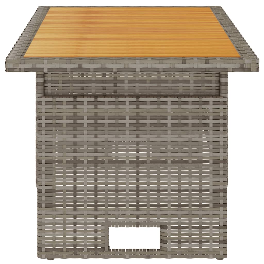 Sodo stalas, pilkas, 100x50x43/63cm, akacija ir poliratanas
