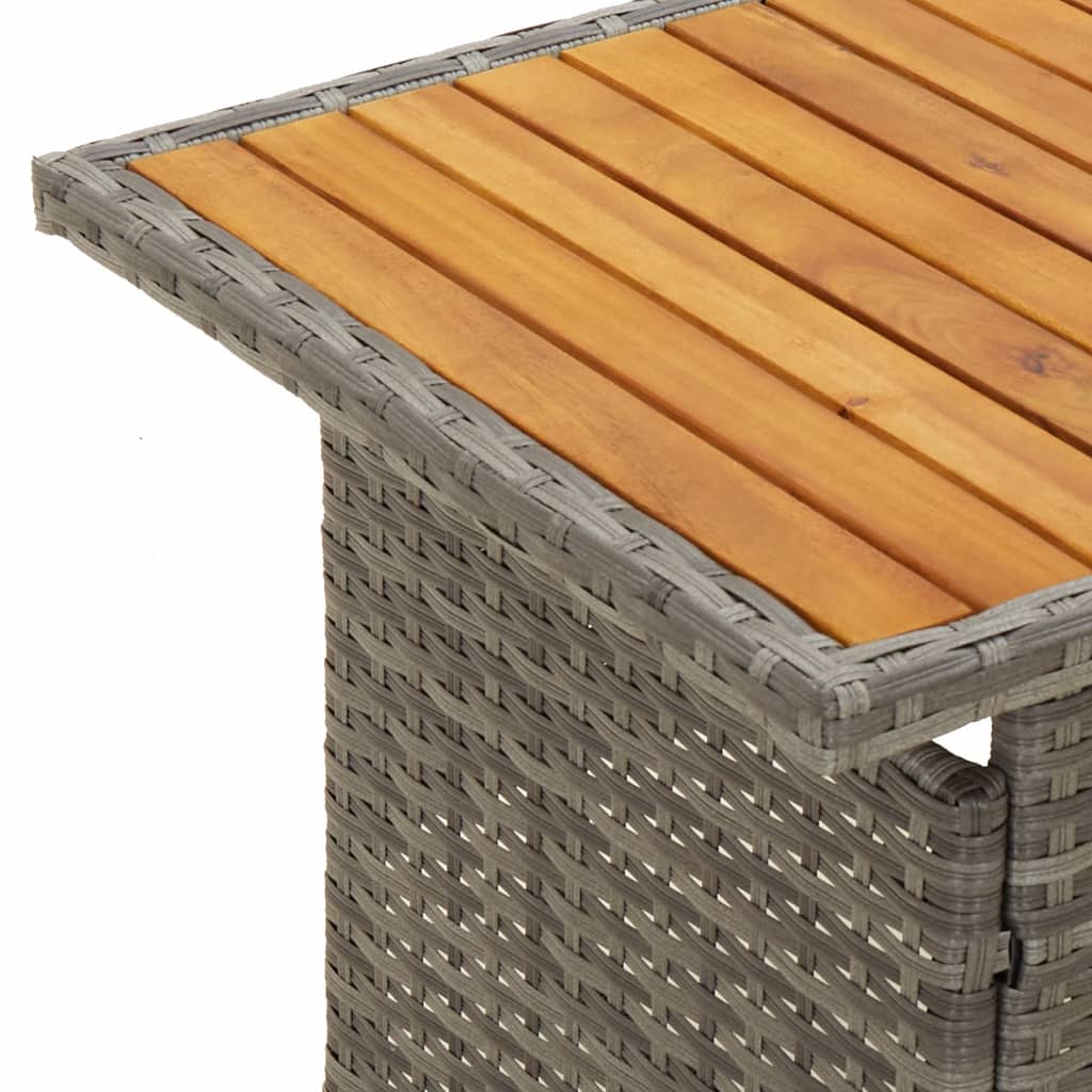 Sodo stalas, pilkas, 100x50x43/63cm, akacija ir poliratanas