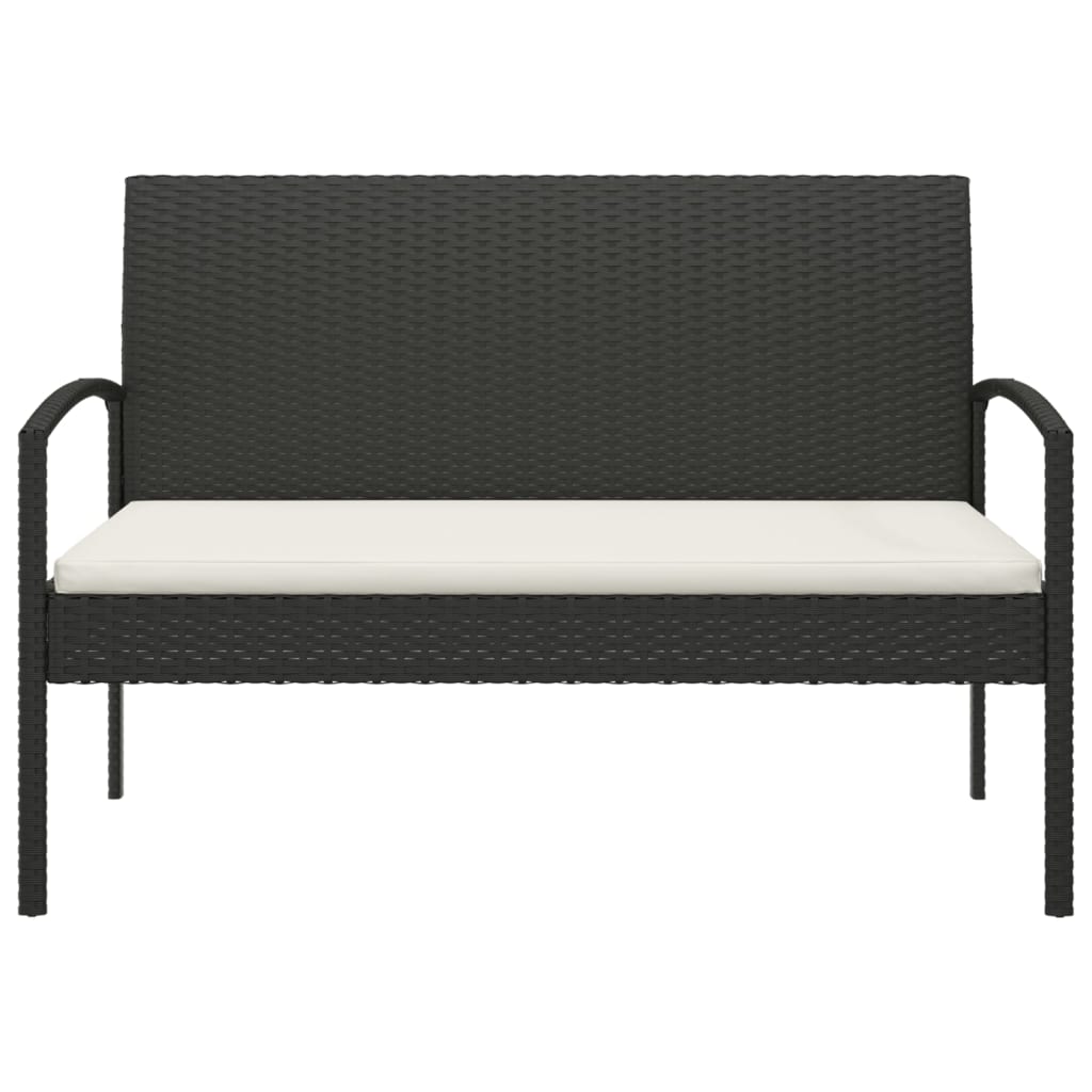 Dārza soliņš ar spilvenu, melns, 105cm, polirotangs
